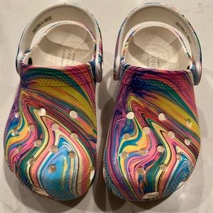 Tie dye kids crocs